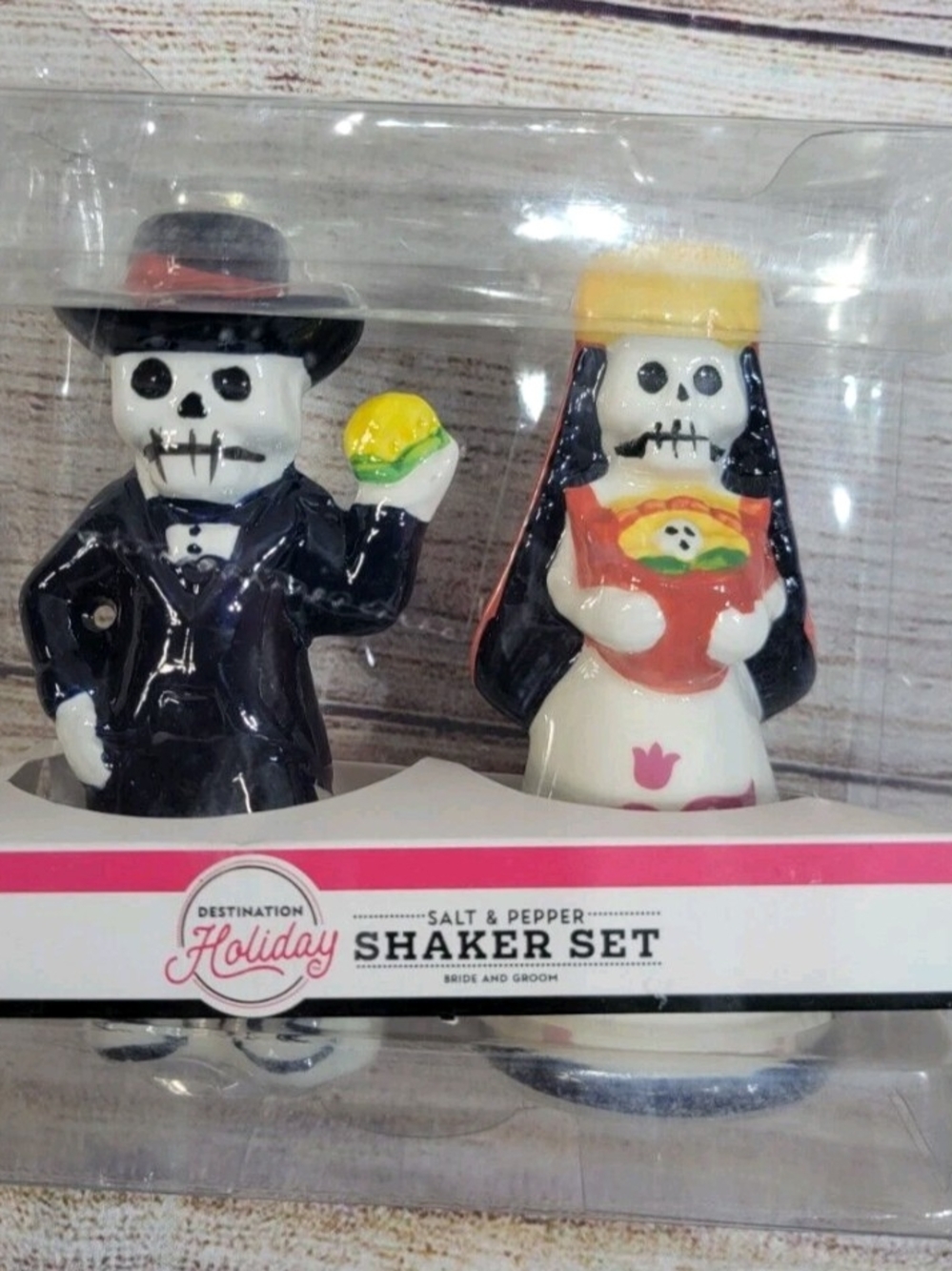 Day of the Dead Bride & Groom Salt and Pepper Shaker Set